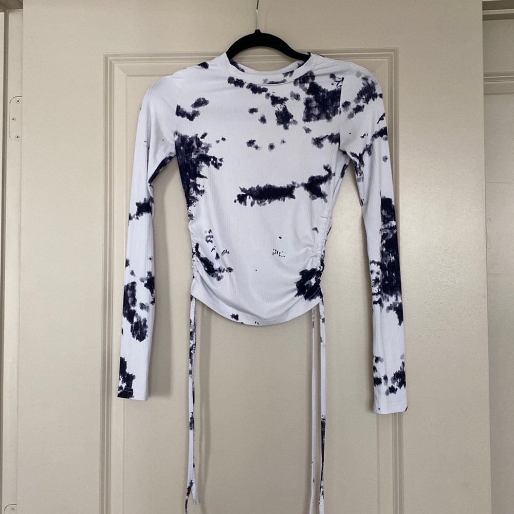 Ruched Side Tie Dye Long Sleeve